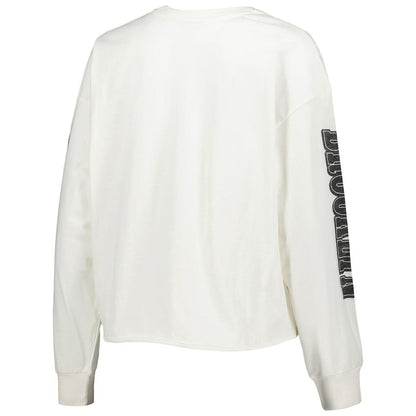 Brooklyn Nets '47 Women's Parkway Brush Back Long Sleeve Cropped T-Shirt - Cream | 47 brand outlet