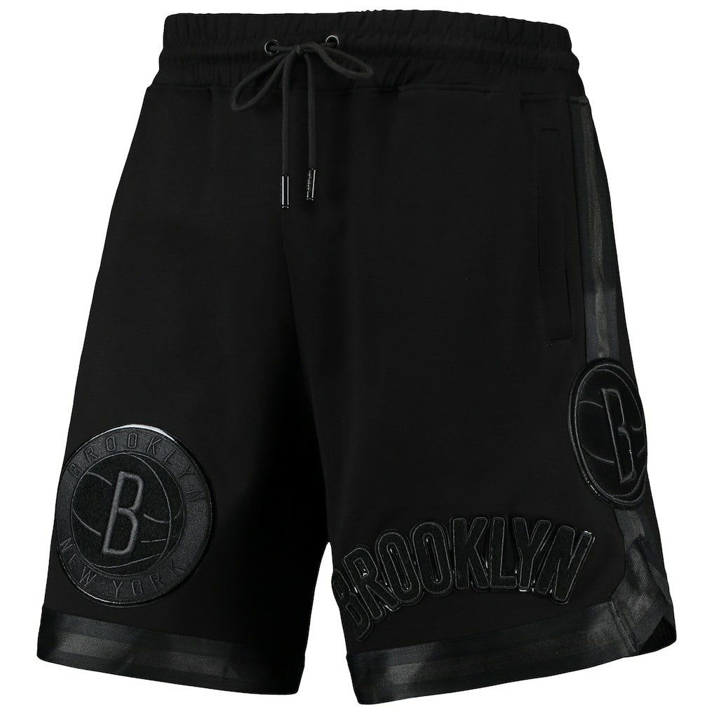 Brooklyn Nets Pro Standard Triple Black Gloss Logo Shorts for sale