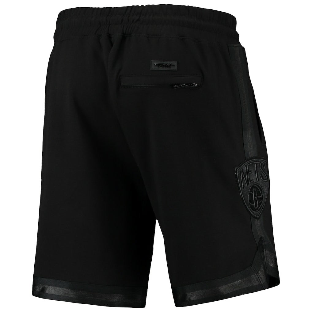 Brooklyn Nets Pro Standard Triple Black Gloss Logo Shorts for sale