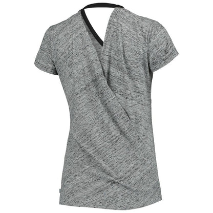 Colorado Rockies Touch Women's Hail Mary Back Wrap Space-Dye V-Neck T-Shirt - Black