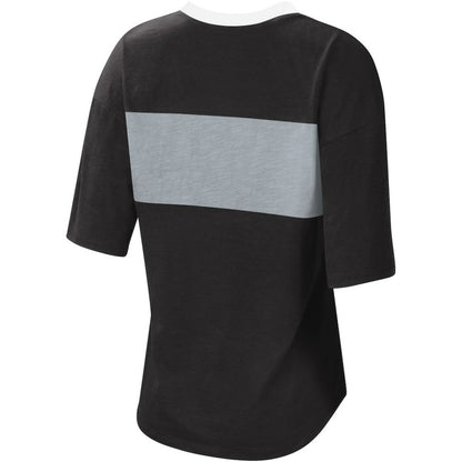 Chicago White Sox Touch Women's Lead Off Notch Neck T-Shirt - Black/Silver