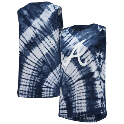 Atlanta Braves Touch Women's Money Ball Tie-Dye Tank Top - Navy