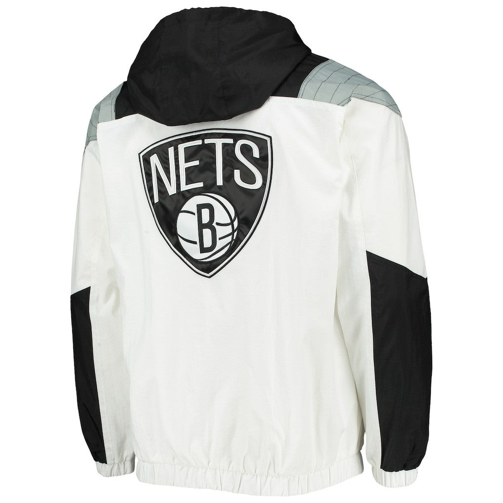 Brooklyn Nets Starter Striker Crinkle Half-Zip Hoodie Jacket - White shop