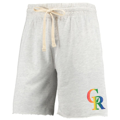 Colorado Rockies Concepts Sport Mainstream Logo Terry Tri-Blend Shorts - Oatmeal