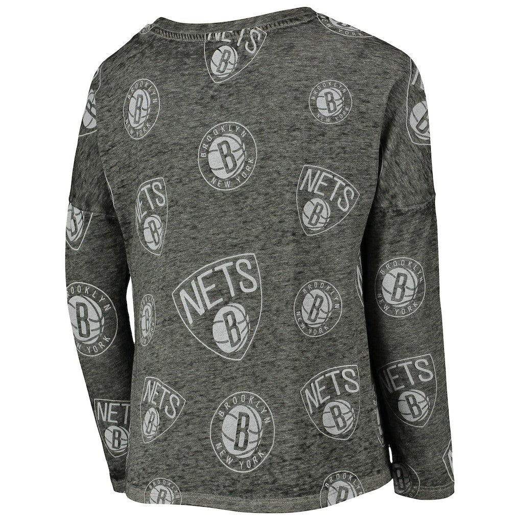Brooklyn Nets Girls Youth Back in Action Long Sleeve T-Shirt - Heathered Black on sale
