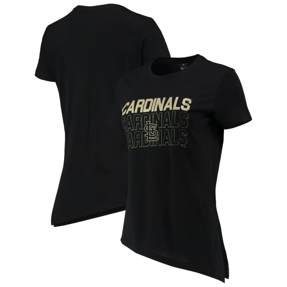 St. Louis Cardinals Levelwear Women's Birch Delta Asymmetrical T-Shirt - Black