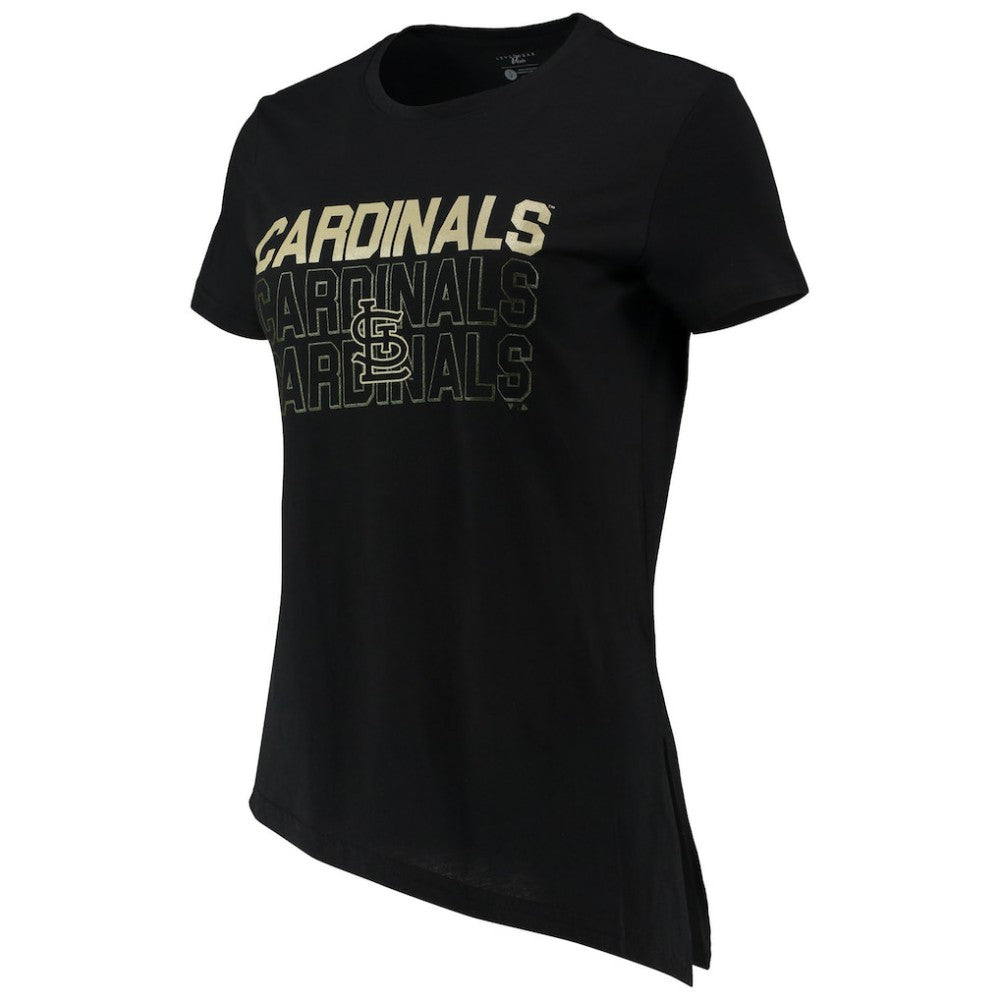 St. Louis Cardinals Levelwear Women's Birch Delta Asymmetrical T-Shirt - Black