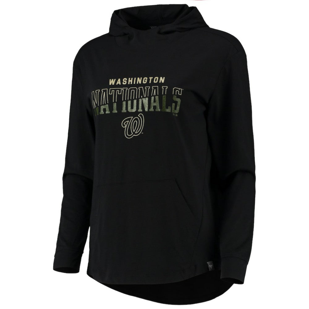 Washington Nationals Levelwear Women's Vivid Scuba Neck Pullover Hoodie - Black