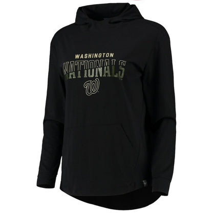 Washington Nationals Levelwear Women's Vivid Scuba Neck Pullover Hoodie - Black