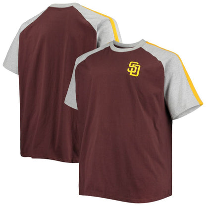 San Diego Padres Big & Tall Circular Raglan T-Shirt - Brown/Heathered Gray