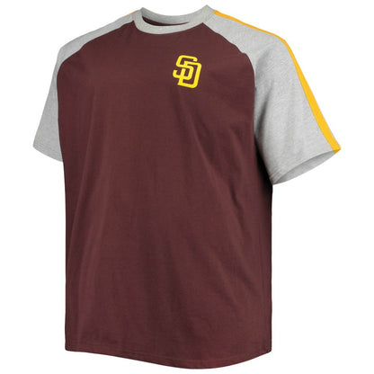 San Diego Padres Big & Tall Circular Raglan T-Shirt - Brown/Heathered Gray