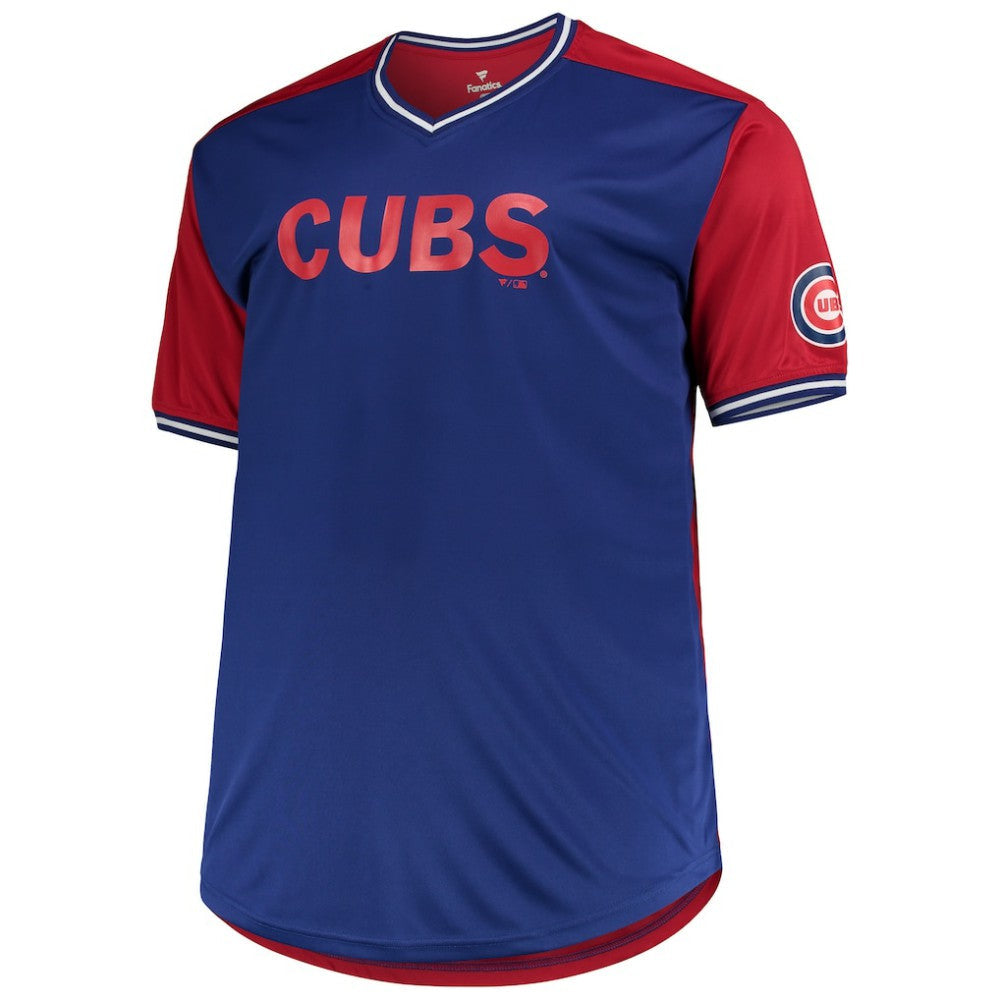Chicago Cubs Solid V-Neck T-Shirt - Royal/Red