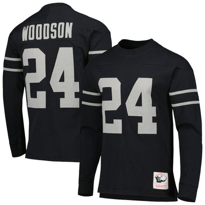 Charles Woodson Oakland Raiders Retired Player Name & Number Long Sleeve Top - Black on sale