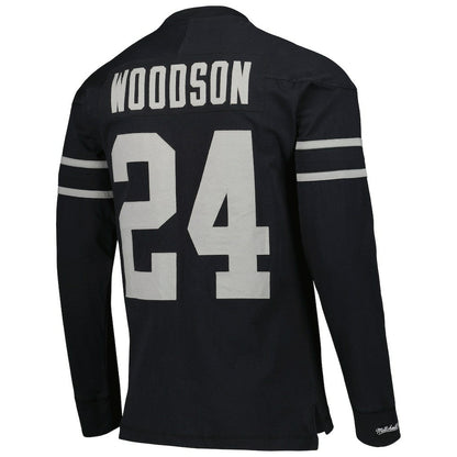 Charles Woodson Oakland Raiders Retired Player Name & Number Long Sleeve Top - Black on sale