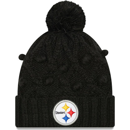 Pittsburgh Steelers New Era Girls Youth Toasty Cuffed Knit Hat with Pom - Black sale