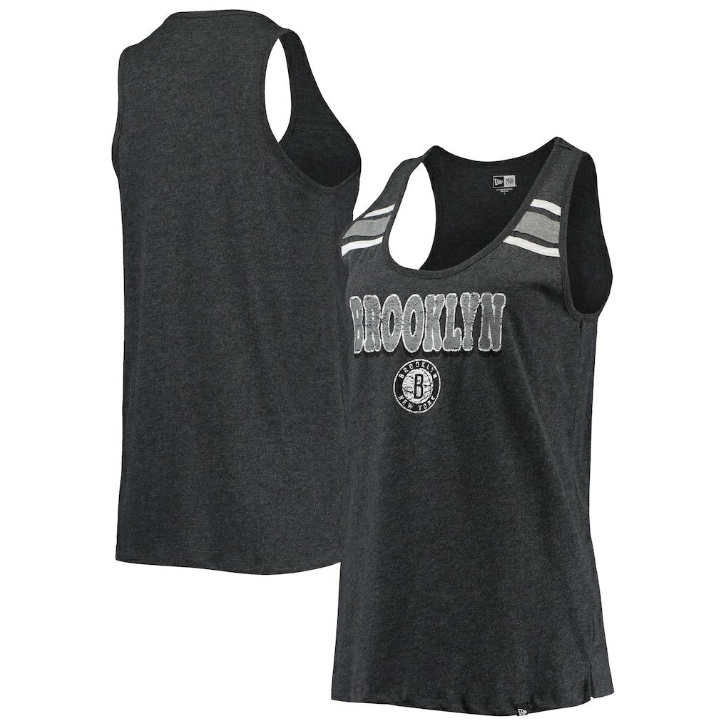 Brooklyn Nets Women's Scoop-Neck Racerback Tank Top - Heathered Black | New Era sale