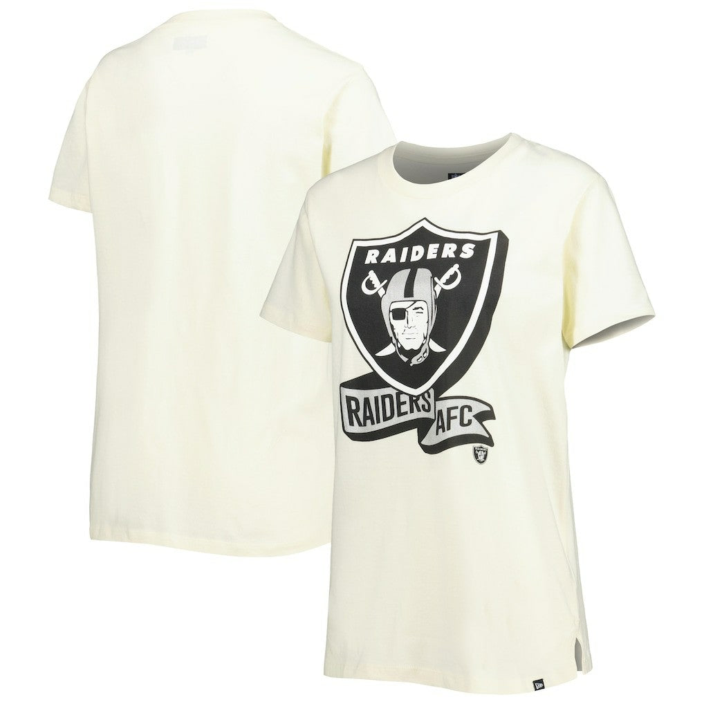 Las Vegas Raiders New Era Women's Chrome Sideline T-Shirt - Cream sale