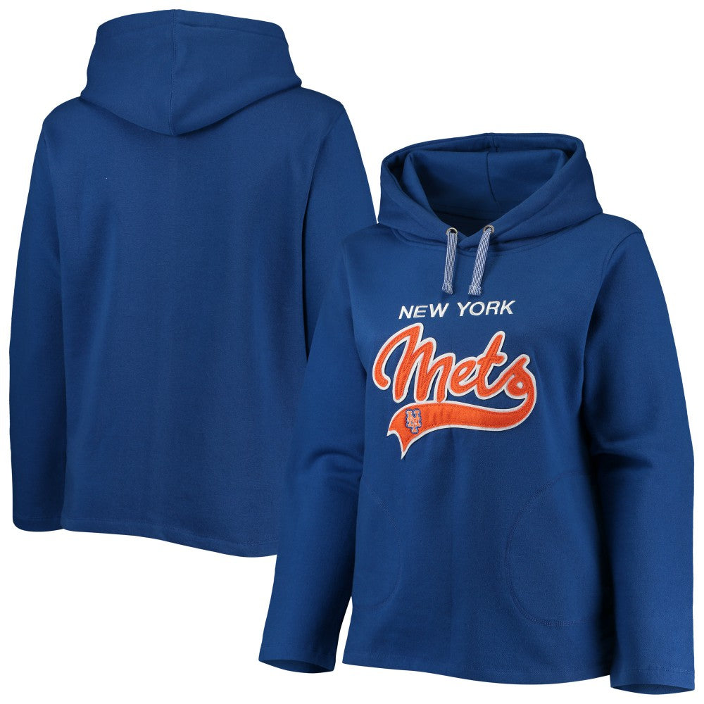 New York Mets Soft as a Grape Women's Plus Size Side Split Pullover Hoodie - Royal