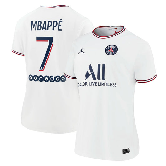 Kylian Mbappé Paris Saint-Germain Jordan Brand Women's 2021/22 Fourth Replica Jersey - White | Jordan on sale