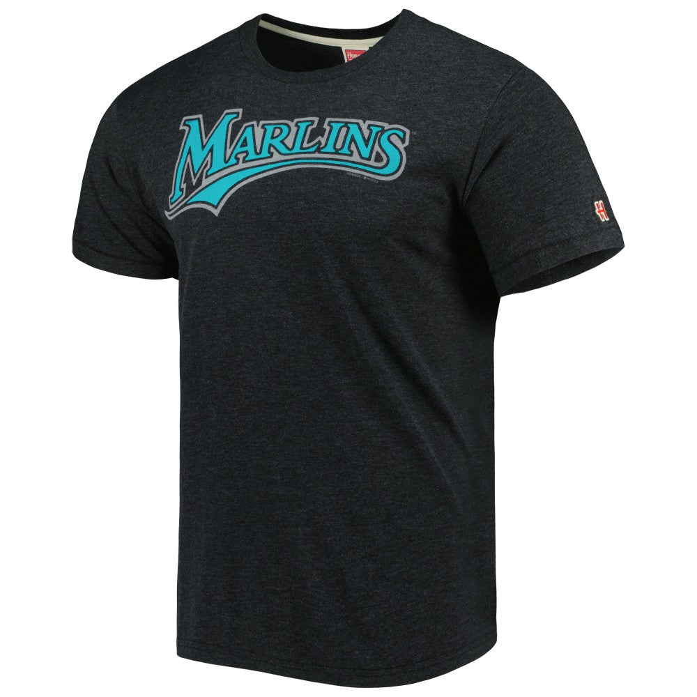 Miami Marlins Homage Hand-Drawn Logo Tri-Blend T-Shirt - Charcoal