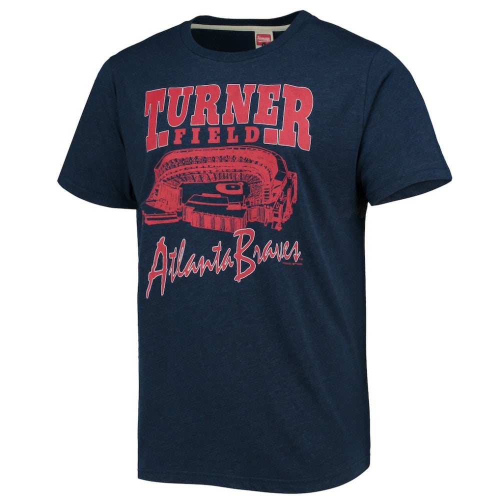 Atlanta Braves Homage Stadium Tri-Blend T-Shirt - Navy