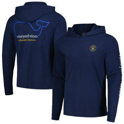 Milwaukee Brewers Vineyard Vines Long Sleeve Hoodie T-Shirt - Navy