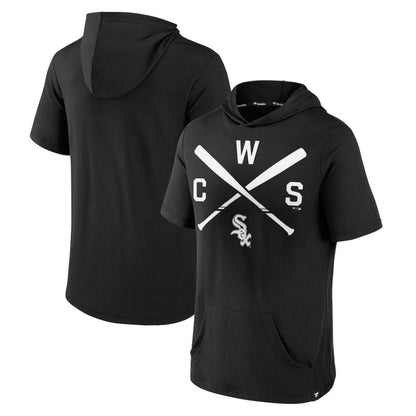 Chicago White Sox Iconic Rebel Short Sleeve Hooded Top - Black