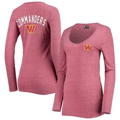 Washington Commanders New Era Women's Scoop Neck Tri-Blend Long Sleeve T-Shirt - Burgundy online