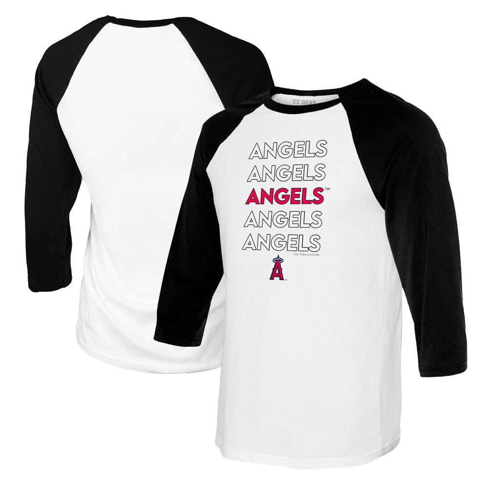 Los Angeles Angels Tiny Turnip Women's Stacked 3/4-Sleeve Raglan T-Shirt - White/Black