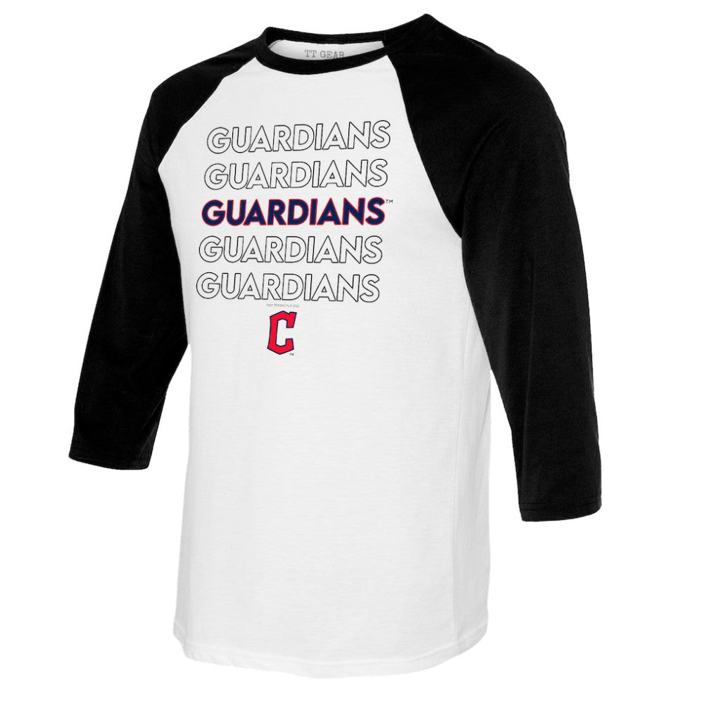 Cleveland Guardians Tiny Turnip Women's Stacked 3/4-Sleeve Raglan T-Shirt - White/Black