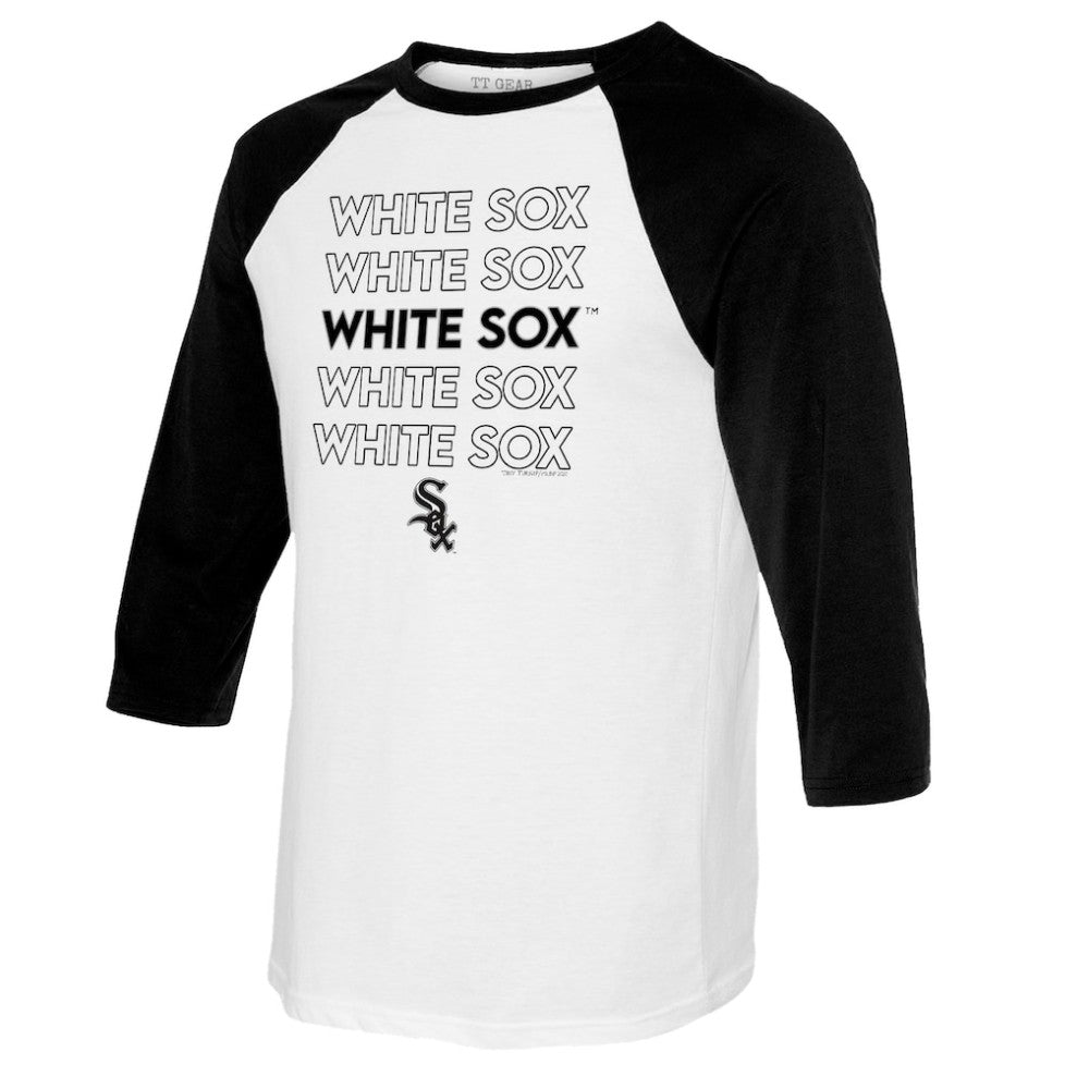 Chicago White Sox Tiny Turnip Women's Stacked 3/4-Sleeve Raglan T-Shirt - White/Black