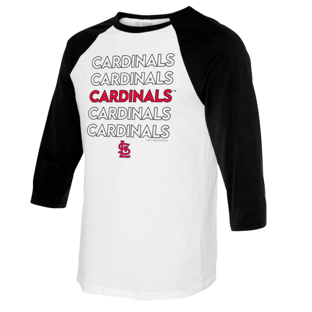 St. Louis Cardinals Tiny Turnip Women's Stacked 3/4-Sleeve Raglan T-Shirt - White/Black