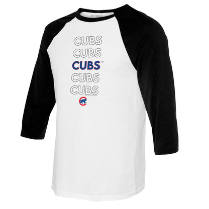 Chicago Cubs Tiny Turnip Youth Stacked Raglan 3/4 Sleeve T-Shirt - White/Black