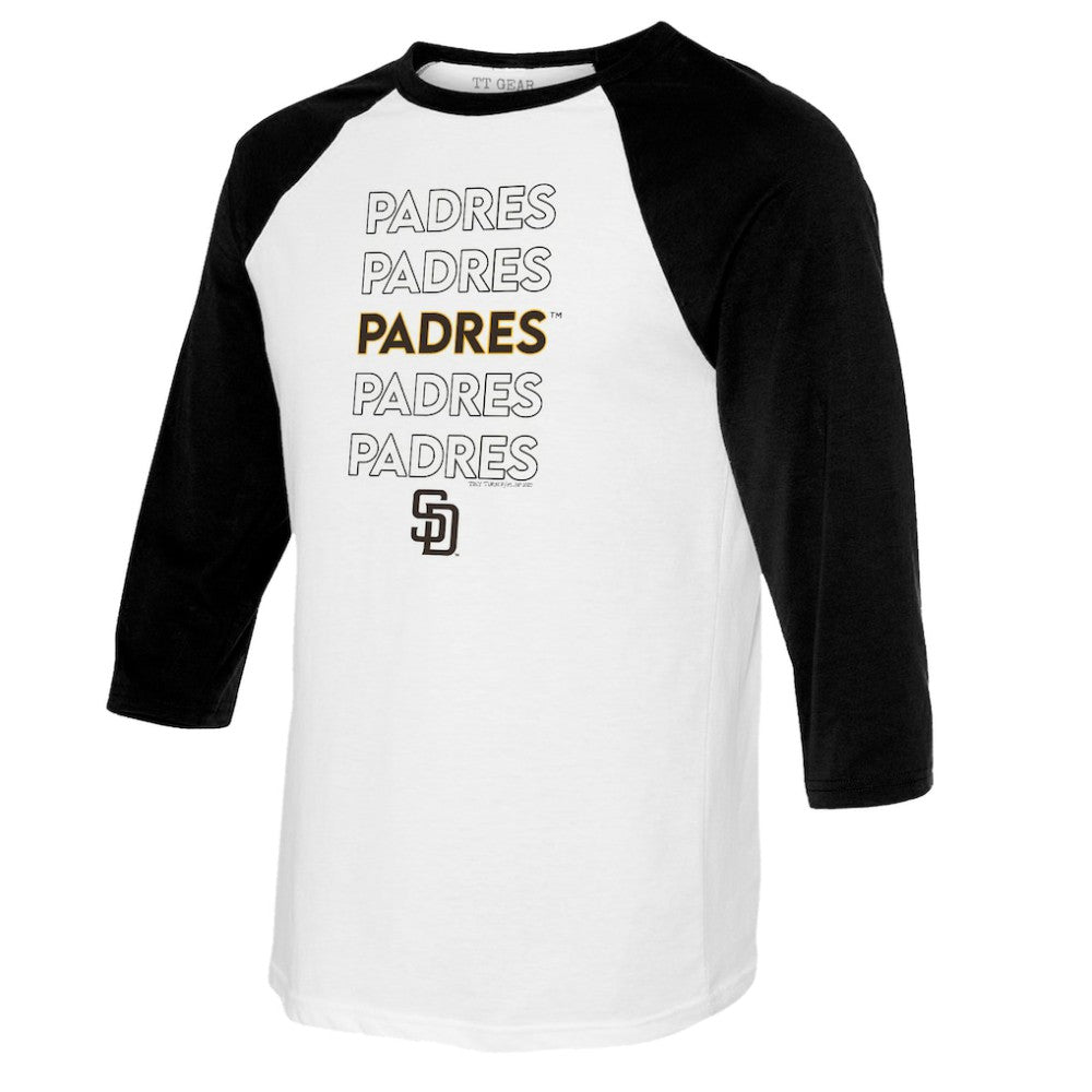 San Diego Padres Tiny Turnip Youth Stacked Raglan 3/4 Sleeve T-Shirt - White/Black