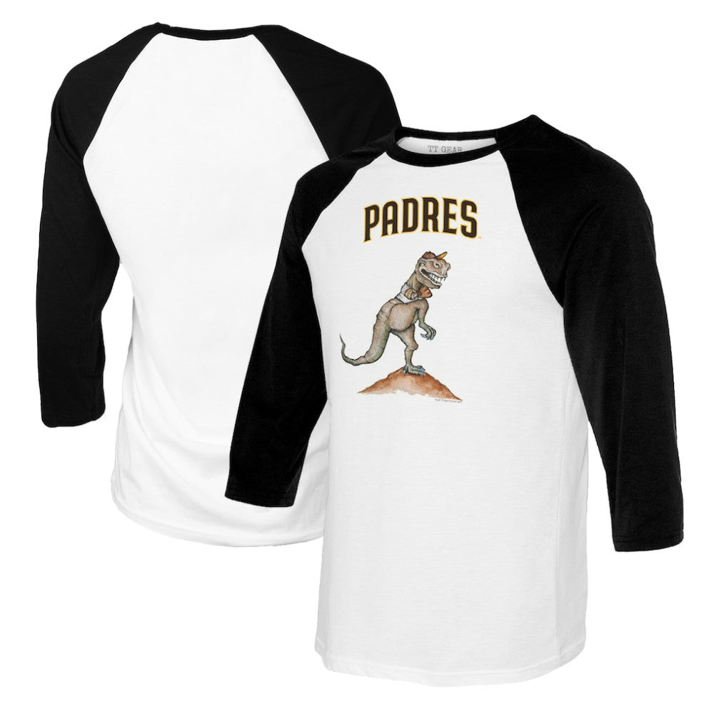 San Diego Padres Tiny Turnip Youth TT Rex Raglan 3/4 Sleeve T-Shirt - White/Black