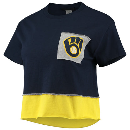 Milwaukee Brewers Refried Apparel Women's Cropped T-Shirt - Navy