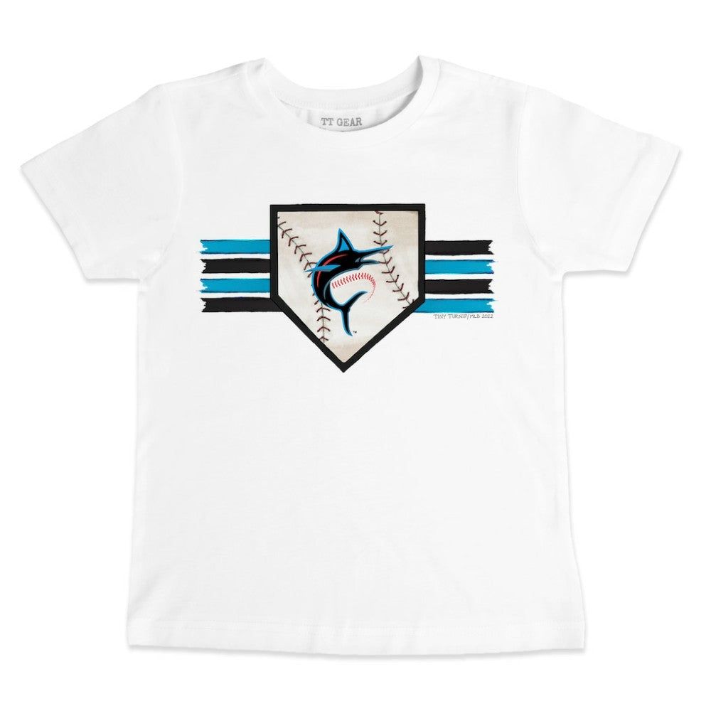Miami Marlins Tiny Turnip Youth Base Stripe T-Shirt - White