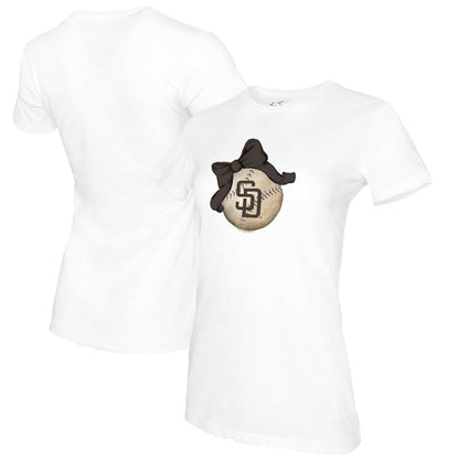 San Diego Padres Tiny Turnip Women's Baseball Bow T-Shirt - White