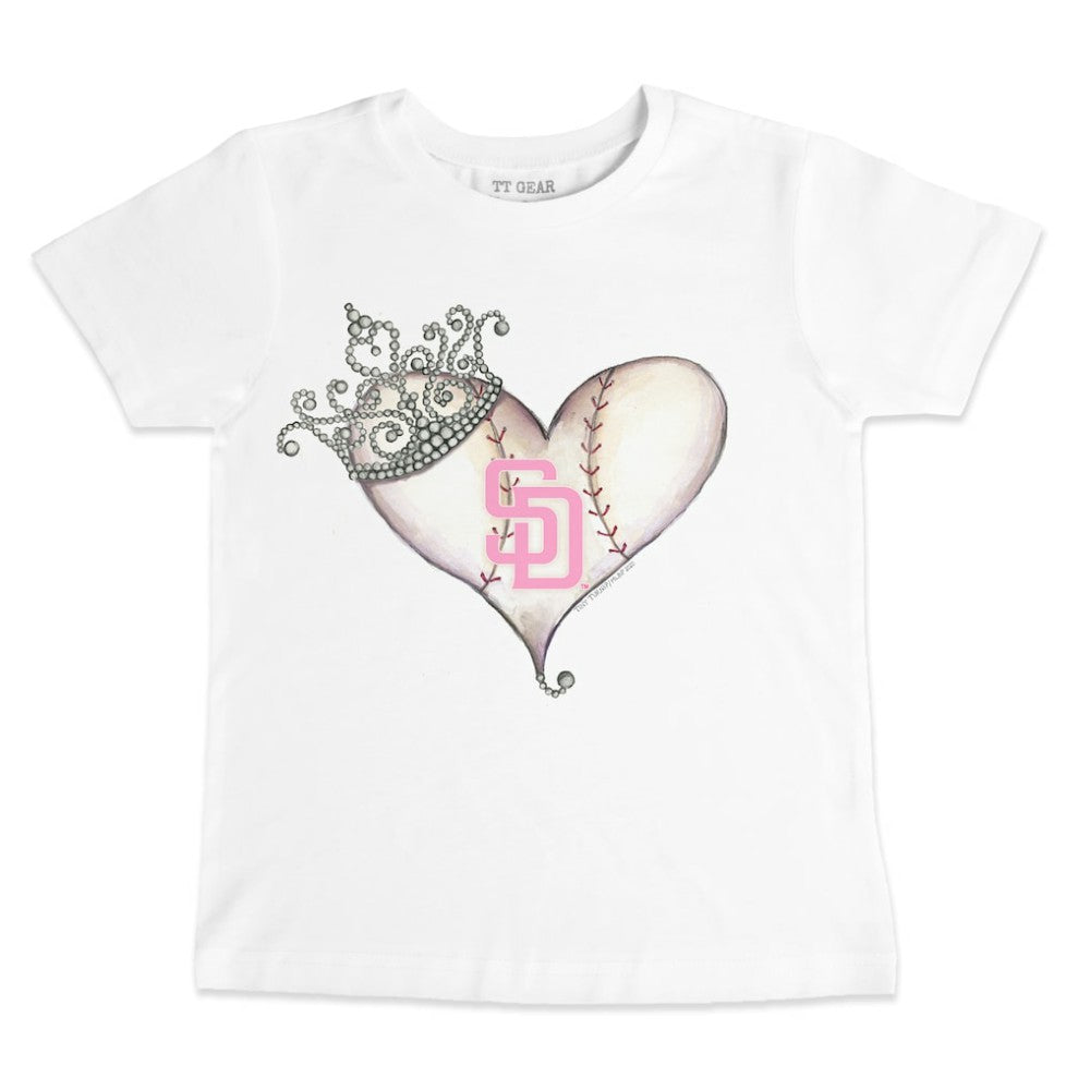 San Diego Padres Tiny Turnip Youth Baseball Tiara Heart T-Shirt - White