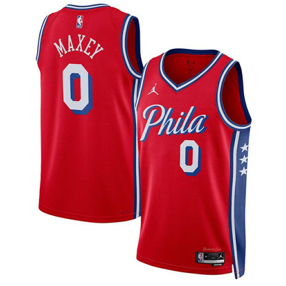 Tyrese Maxey Philadelphia 76ers Jordan Brand Unisex Swingman Jersey - Statement Edition - Red discount