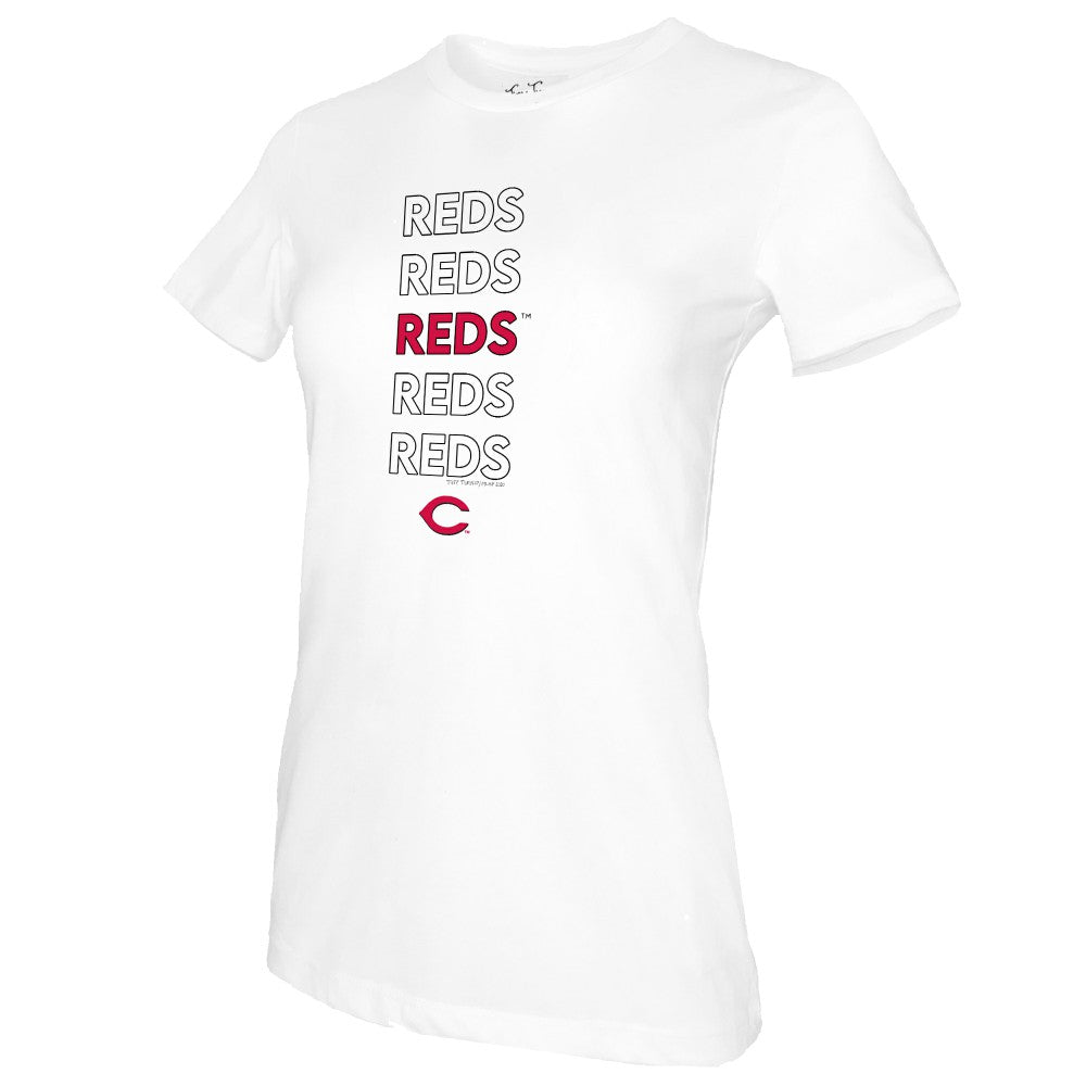 Cincinnati Reds Tiny Turnip Women's Stacked T-Shirt - White