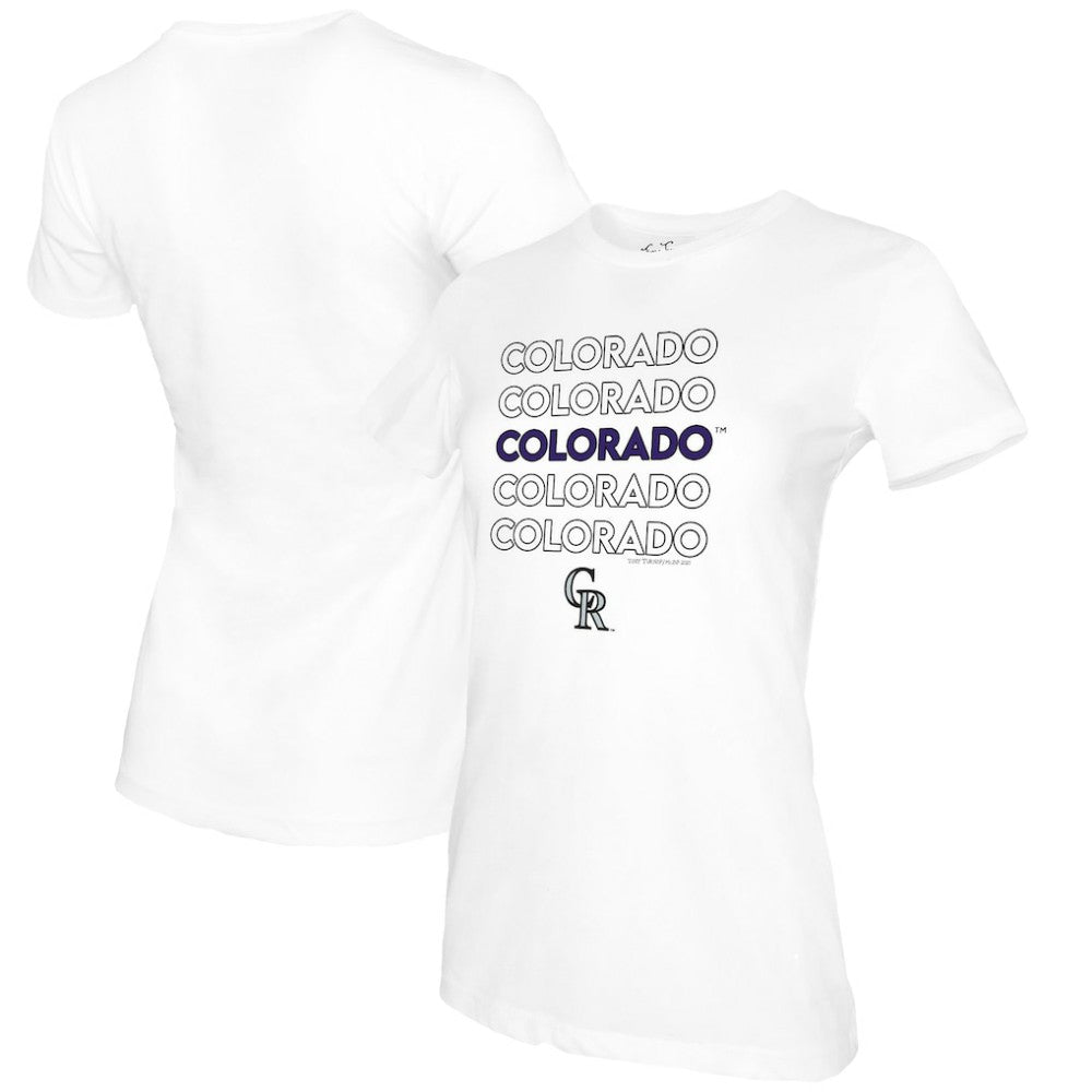Colorado Rockies Tiny Turnip Women's Stacked T-Shirt - White