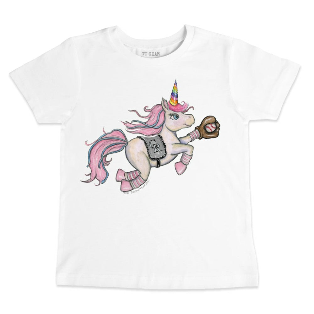 Colorado Rockies Tiny Turnip Youth Unicorn T-Shirt - White