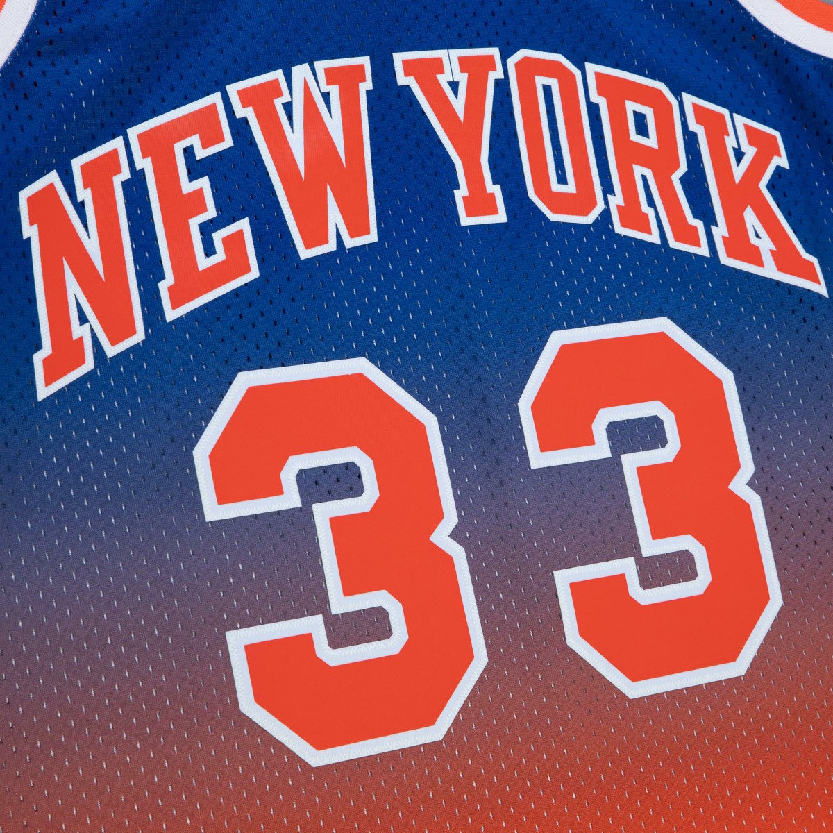 Patrick Ewing New York Knicks 1991/92 Hardwood Classics Fadeaway Swingman Player Jersey - Orange/Royal | Mitchell & Ness shop