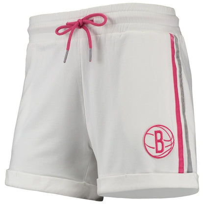 Brooklyn Nets Lusso Women's Melody Cuffed Tri-Blend Shorts - White/Pink sale