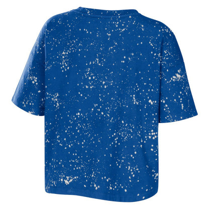 Philadelphia 76ers WEAR by Erin Andrews Women's Bleach Splatter Notch Neck T-Shirt - Royal sale
