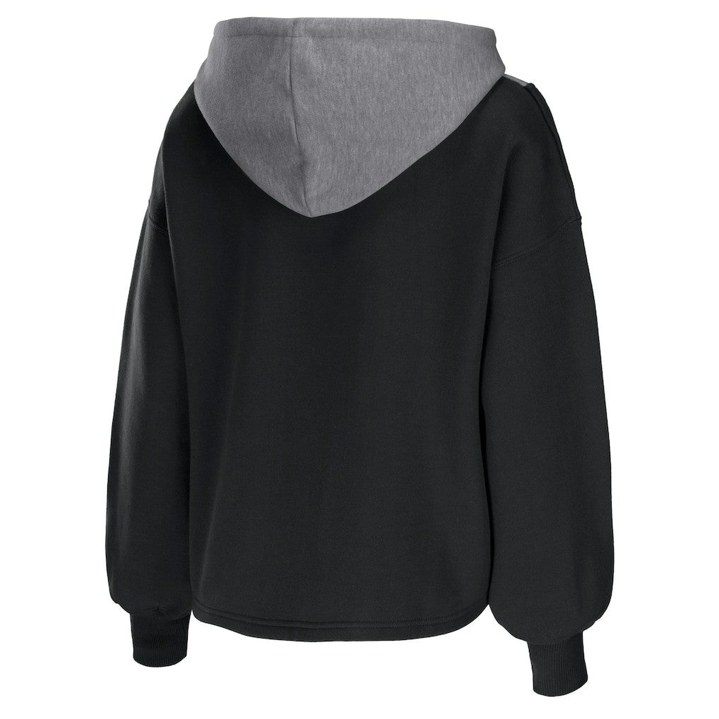 Brooklyn Nets WEAR by Erin Andrews Women's Pieced Quarter-Zip Hoodie Jacket - Black outlet