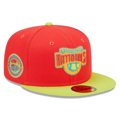 Washington Nationals 2008 Inaugural Season  Lava Highlighter Combo 59FIFTY Fitted Hat - Red/Neon Green | New Era