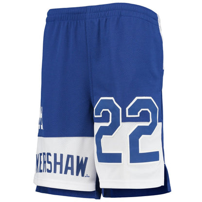 Clayton Kershaw Los Angeles Dodgers Youth Pandemonium Name & Number Shorts - Royal