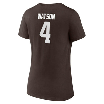 Deshaun Watson Cleveland Browns Women's Player Icon Name & Number V-Neck T-Shirt - Brown online